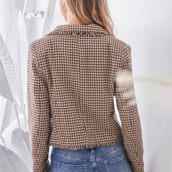 CHIC DOLLZ Houndstooth Blazer COCOA TAN - Picture 10 of 11